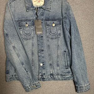 NWT True Religion Faded Blue Denim Jacket Large